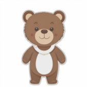かわいいブラウンテディベアのキャラクター シール (正面)