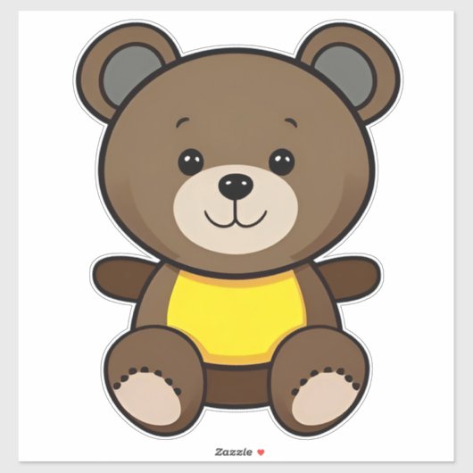 かわいいブラウンテディベアのキャラクター シール (シート)