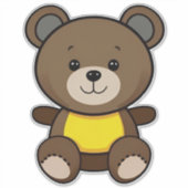 かわいいブラウンテディベアのキャラクター シール (正面)