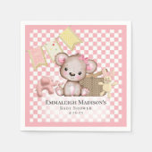 かわいいブラウンテディベアーピクニックベビーシャワーナプキンズ スタンダードカクテルナプキン (正面)