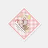 かわいいブラウンテディベアーピクニックベビーシャワーナプキンズ スタンダードカクテルナプキン (角)
