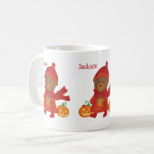 かわいいブラウンベアキッド秋のマグカップ コーヒーマグカップ (正面左)