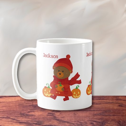 かわいいブラウンベアキッド秋のマグカップ コーヒーマグカップ