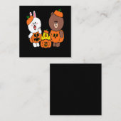 かわいいブラウンベアコニーバニーウサギのカボチャ スクエア名刺 (正面/裏面)