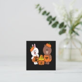 かわいいブラウンベアコニーバニーウサギのカボチャ スクエア名刺 (スタンド正面)