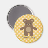 かわいいブラウンベアハグ マグネット (正面/裏面)