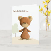 かわいいブラウンベアパーソナライズされたハッピーバースデーキッズ カード (黄色い花)