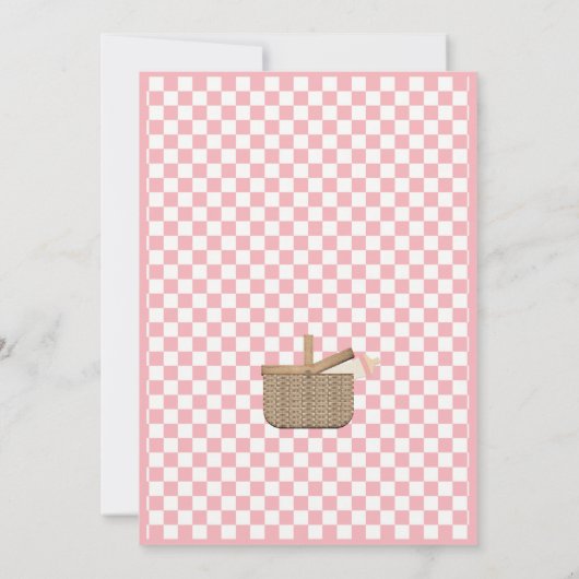 かわいいブラウンベアーベビーガールピクニックベビーシャワー 招待状 (裏面)