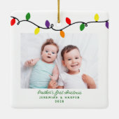 かわいいブラザーの初めてのクリスマスライト写真 セラミックオーナメント (裏面)