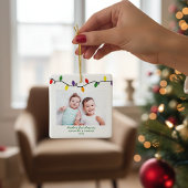 かわいいブラザーの初めてのクリスマスライト写真 セラミックオーナメント