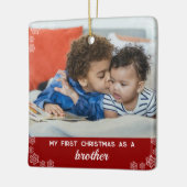 かわいいブラザー初めてのクリスマススノーフレークレッド セラミックオーナメント (左)