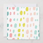 かわいいブラシストローク。ピンクとミントの子供の誕生日 招待状 (裏面)