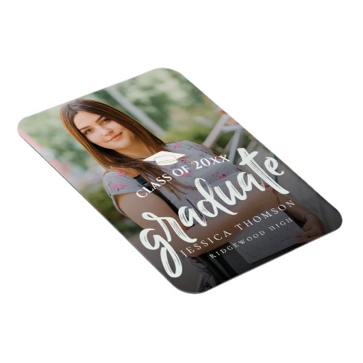 かわいいブラシフォントの2025年卒業写真クラス マグネット (右側)