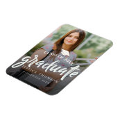 かわいいブラシフォントの2025年卒業写真クラス マグネット (左側)