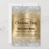 かわいいブラシ付き金ゴールドフェイクシルバーグリッタークリスマス 招待状 (正面)