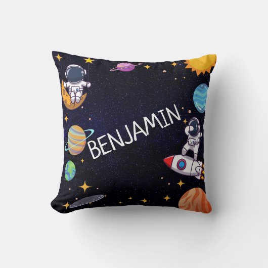 かわいいブラストオフテーマ任意の年齢名 クッション (正面)