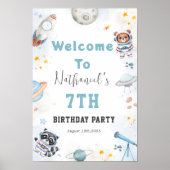 かわいいブラスト宇宙をテーマにした誕生日ウェルカムサイン ポスター (正面)