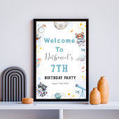 かわいいブラスト宇宙をテーマにした誕生日ウェルカムサイン ポスター