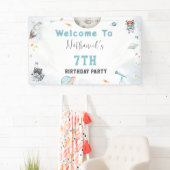 かわいいブラスト宇宙をテーマにした誕生日バナー 横断幕 (インサイチュ)