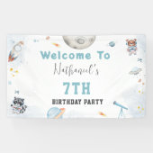 かわいいブラスト宇宙をテーマにした誕生日バナー 横断幕 (横)