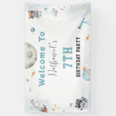 かわいいブラスト宇宙をテーマにした誕生日バナー 横断幕 (縦)