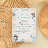 かわいいブラスト宇宙をテーマにした誕生日 招待状