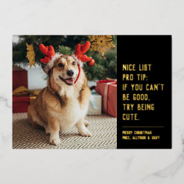 かわいいブラックゴールドのクリスマス写真 箔シーズンカード