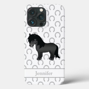 かわいいブラックシェトランドポニーのキャラクターイラスト iPhone 13 PROケース
