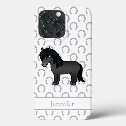 かわいいブラックシェトランドポニーのキャラクターイラスト Case-Mate iPhoneケース (裏面)