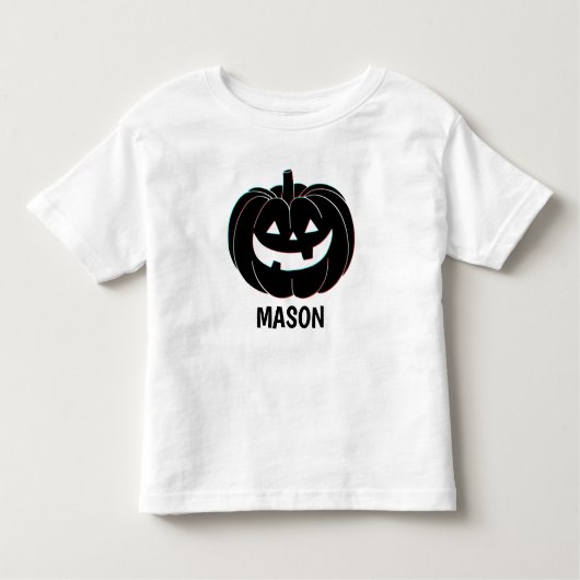 かわいいブラックパンプキンハロウィン名前 トドラーTシャツ (正面)
