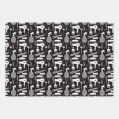 かわいいブラックピンクホワイト美容師ツール ラッピングペーパーシート (正面3)