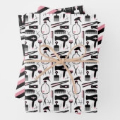 かわいいブラックピンクホワイト美容師ツール ラッピングペーパーシート (インサイチュ)