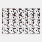 かわいいブラックピンクホワイト美容師ツール ラッピングペーパーシート (正面)