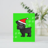 かわいいブラックブリュッセルグリフォン漫画サンタハット シーズンポストカード (スタンド正面)