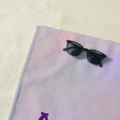 かわいいブラックベビーユニコーンとハート ビーチタオル (インサイチュ)