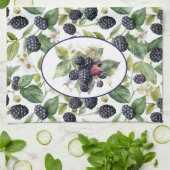 かわいいブラックベリーの水色 キッチンタオル (折り畳み)