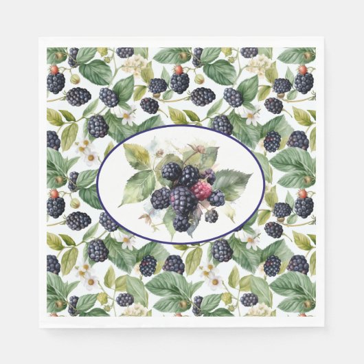 かわいいブラックベリーの水色 スタンダードランチョンナプキン (正面)