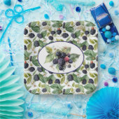 かわいいブラックベリーの水色 ペーパープレート (パーティー)