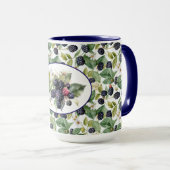 かわいいブラックベリーの水色 マグカップ (正面右)