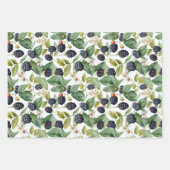 かわいいブラックベリーの水色 ラッピングペーパーシート (正面2)