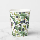 かわいいブラックベリーの水色 紙コップ (左)