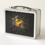 かわいいブラック&イエローボーイズのモーターバイクメタルランチボックス メタルランチボックス (裏面)