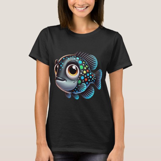 かわいいブラック・クロッピー Tシャツ (正面)