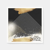 かわいいブラック&金ゴールド額卒業パーティナプキンス スタンダードカクテルナプキン (正面)