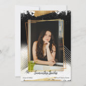 かわいいブラック&金ゴールド額卒業発表 招待状