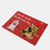 かわいいブラッドハウンドのクリスマス ドアマット