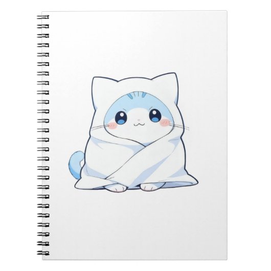かわいいブランケットの子猫のデザイン ノートブック (正面)