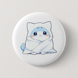 かわいいブランケットの子猫のデザイン 缶バッジ