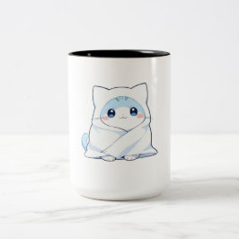 かわいいブランケットの子猫デザイン ツートーンマグカップ