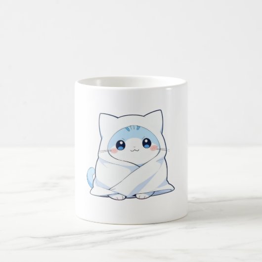 かわいいブランケット子猫のデザイン コーヒーマグカップ (中央)